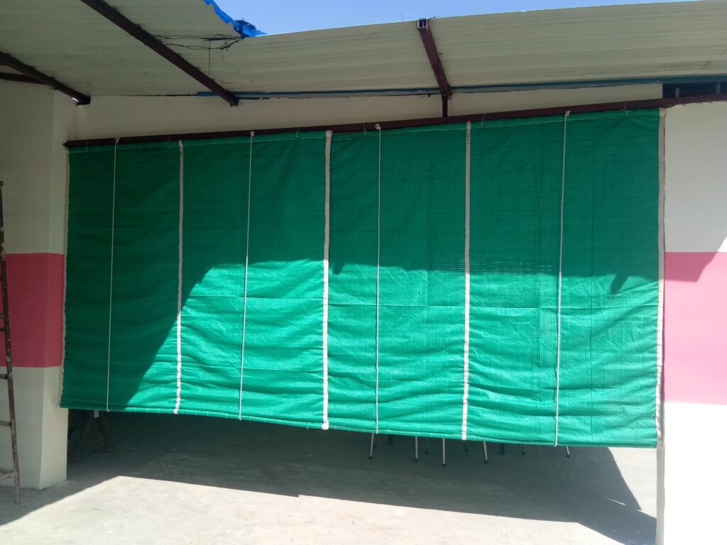 green bamboo blinds
